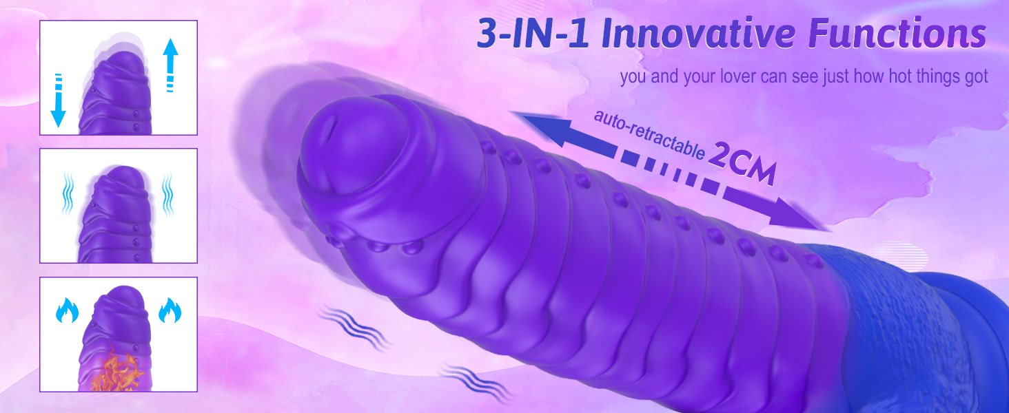 Consolador telescópico Absalom Caterpillar que cambia de Color con función de calentamiento inteligente y 3 empujes y 5 modos de vibración juguete sexual para mujer