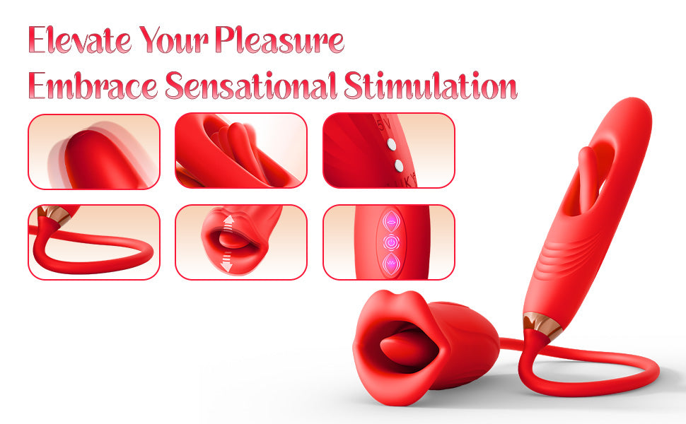 Vibrating Flapping Dildo Vibrator Female Oral Sex Toy with 10 Kissing Patterns