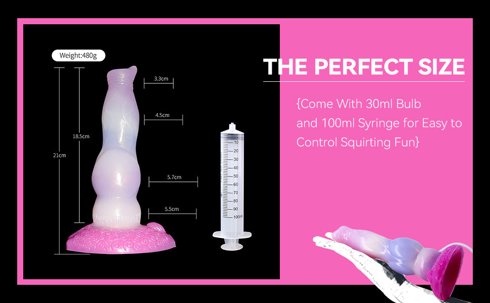 Realistic Squirting Silicone Dog Dildo with Knot and Suction Cup 8 inch Canine Dildos K9