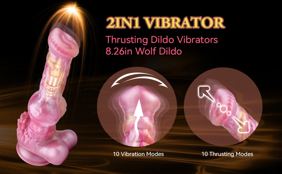 Thursting Dog Dildo Remote Control Wolf Dildos with Big Knot Canine Animal Vibrator 8.26''