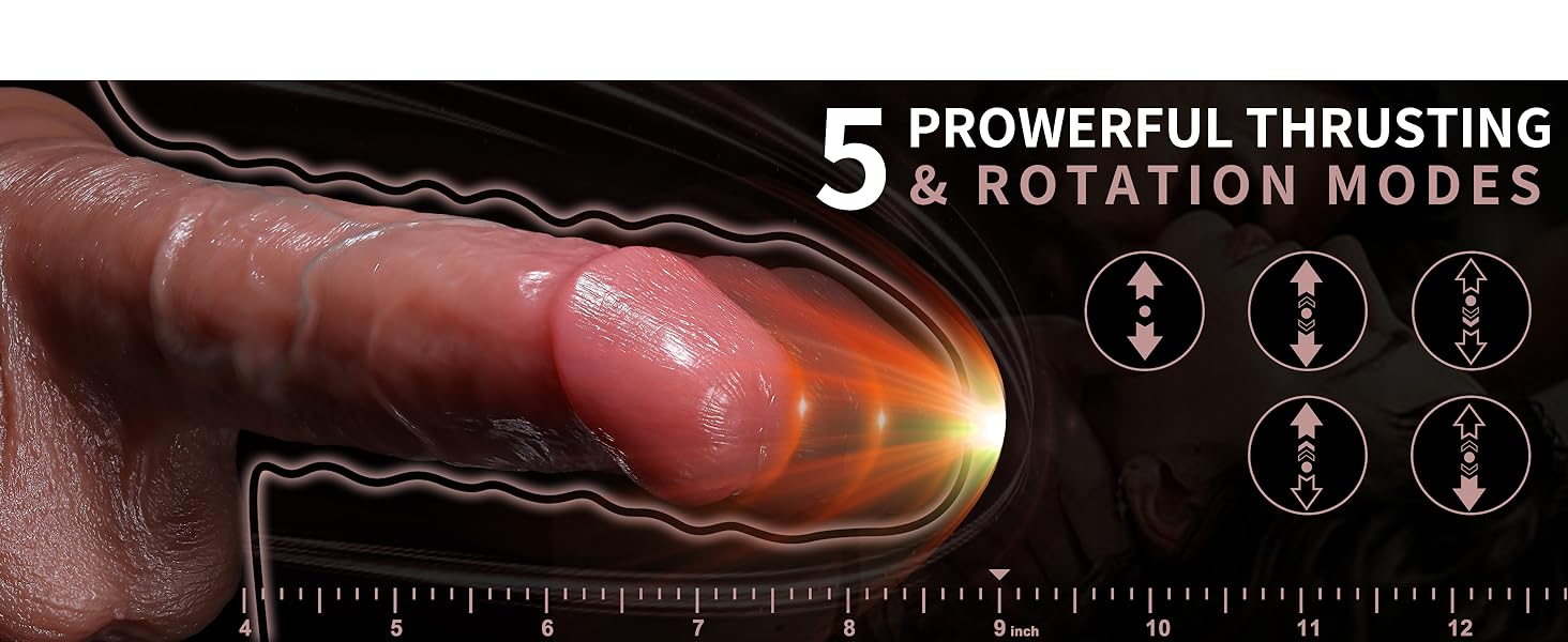 Realistic Dildo Thrusting Vibrator with 5 Thrusting Modes 9.5 Inch