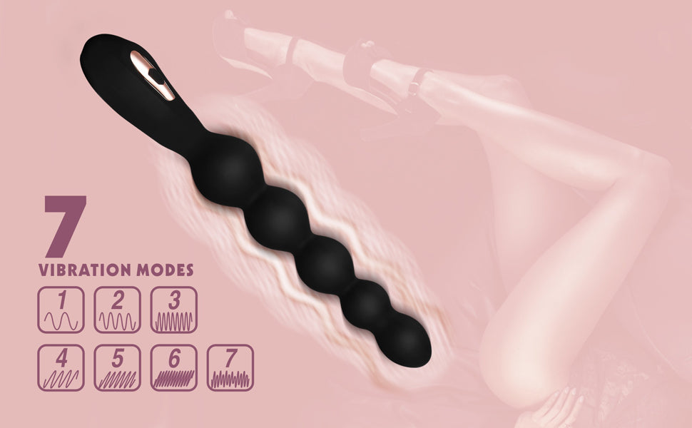 7 Frequency Vibration Anal Beads Graduated Design Butt Plug G-Spot Vibrator Sex Toy for Man & Woman