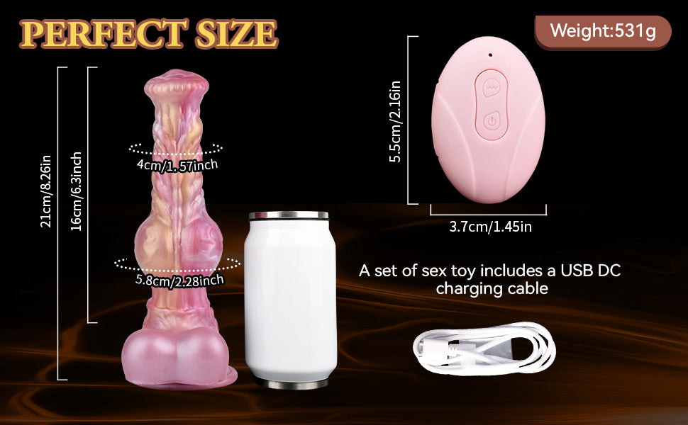 Thursting Dog Dildo Remote Control Wolf Dildos with Big Knot Canine Animal Vibrator 8.26''