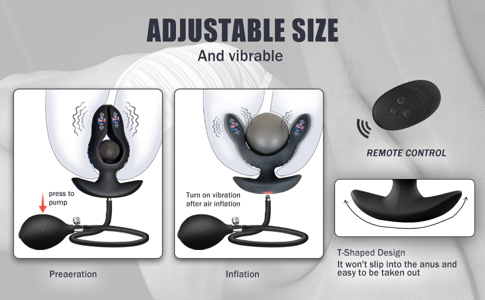 Expand Inflatable Anal Plug 10 Vibration Modes G spot Stimulator Prostate Massager