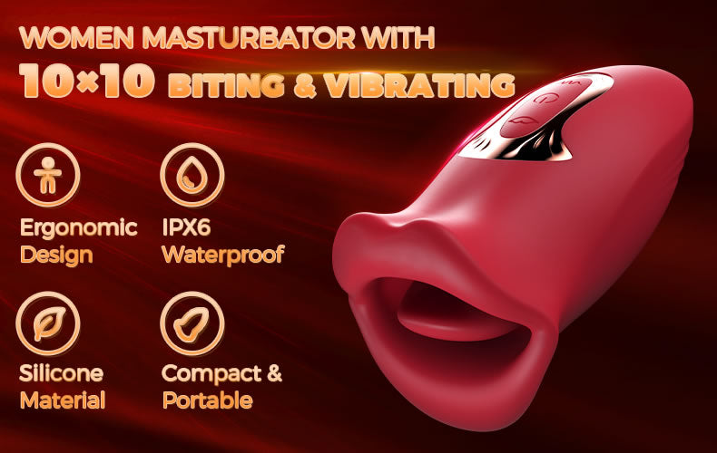 Pressb 10 Biting & 10 Vibrating Modes Stimulate Nipple Clitoral Women Vibrator