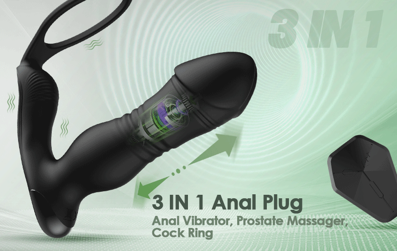 Masajeador de próstata vibrador anal con vibración telescópica SPY 8 de 1,44 pulgadas para jugadores expertos