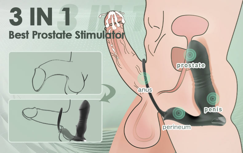Masajeador de próstata vibrador anal con vibración telescópica SPY 8 de 1,44 pulgadas para jugadores expertos