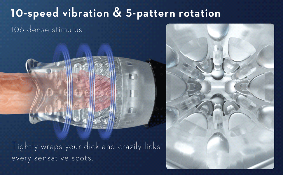 TORNADO 10 Vibration 5 Rotation Bessere Umhüllung der männlichen Masturbation