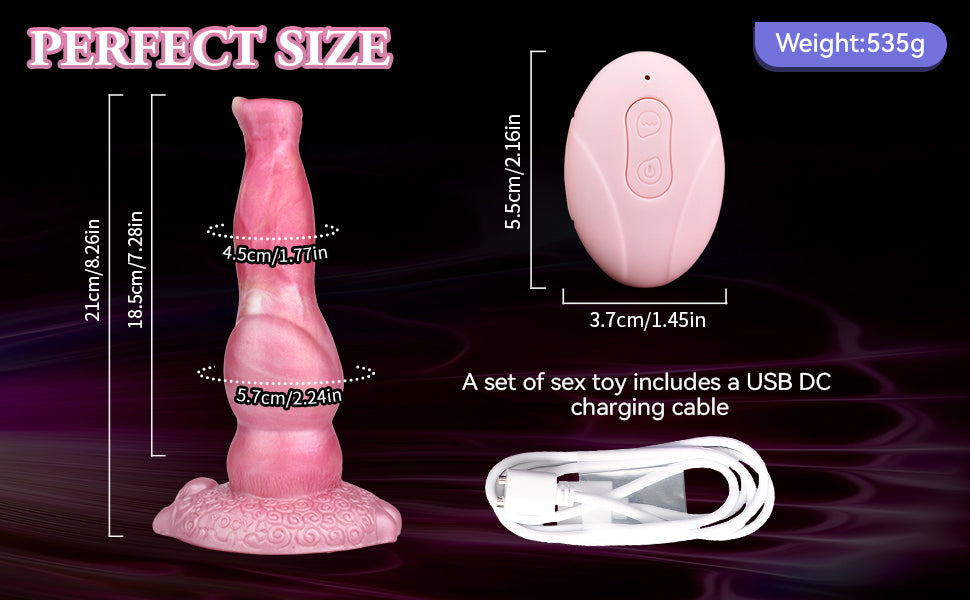 Thursting Dog Dildo with Knot 8.2in Realistic Monster Dildos Remote G-Spot Vibrator Anal Toy Women Sex Toys