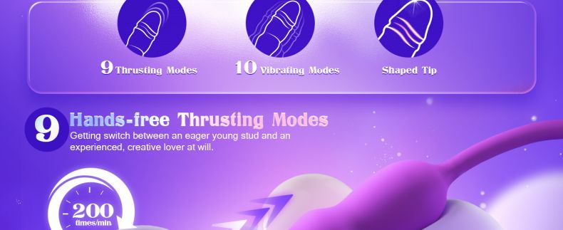 2 in 1 Thrusting Vibrator with 9 Thrusting 10 Vibrating