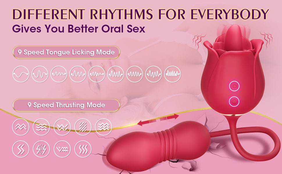 3 in 1 Clitoral Stimulator Tongue Licking G Spot Rose Toy Vibrator for Women Couple