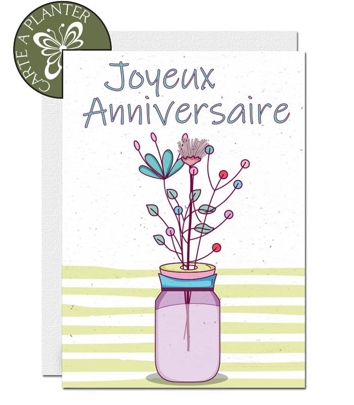 Eco Friendly Plantable Birthday Card Jar Of Flowers Le Jardin Perdu