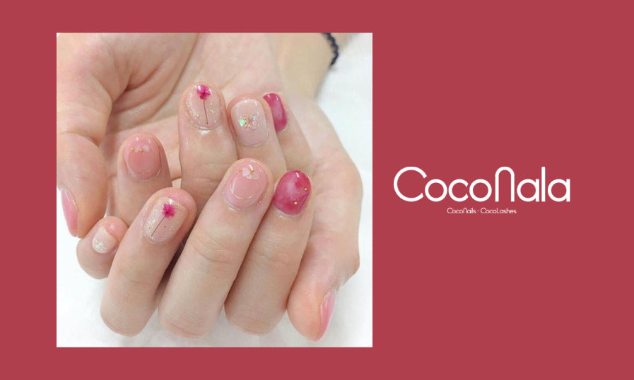 Mẫu nail hoa khô kim tuyến
