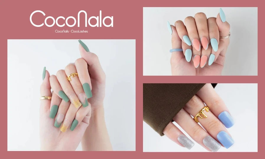 Mẫu nail tông màu xanh dịu mát của nhà CocoNala