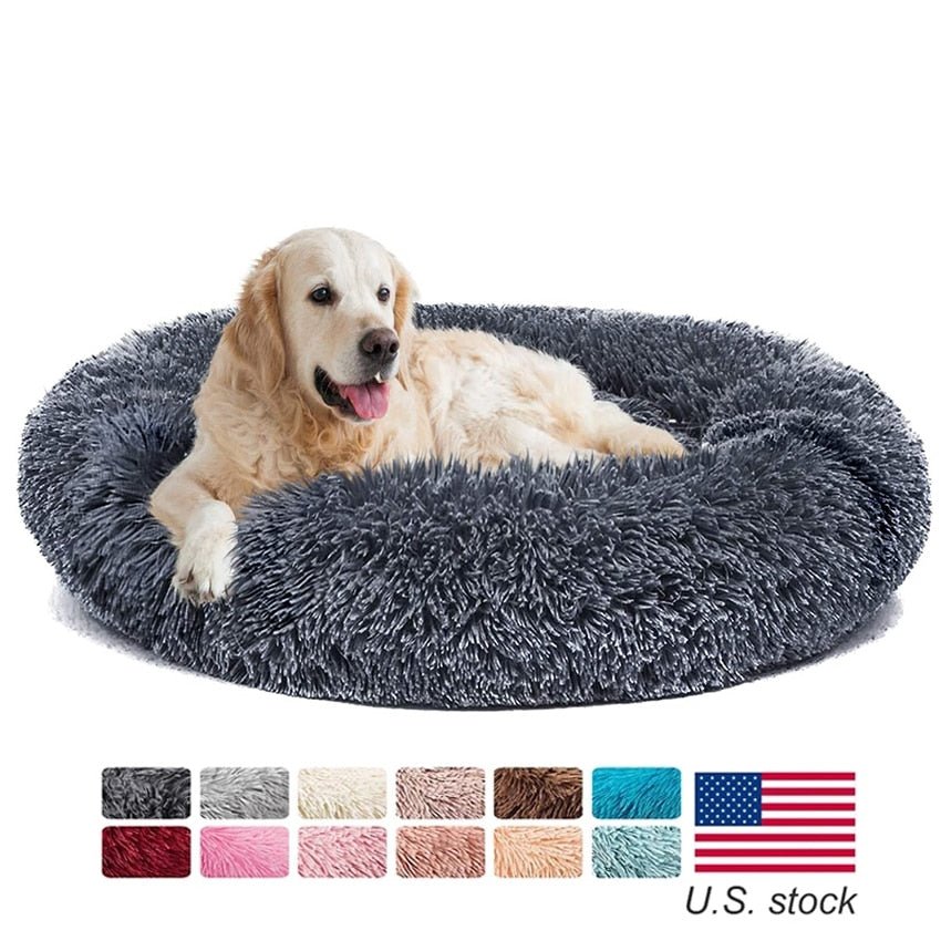 Donut Dog Bed Warm Soft Long Plush Pet Cushion - Especially For You Gifts