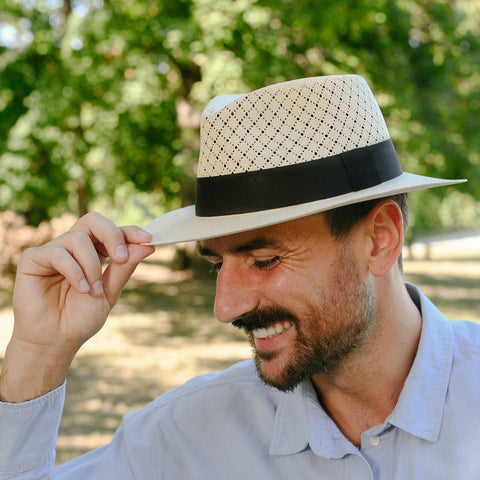 Man wearing one of our fedora hats