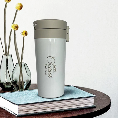 White coffee tumbler