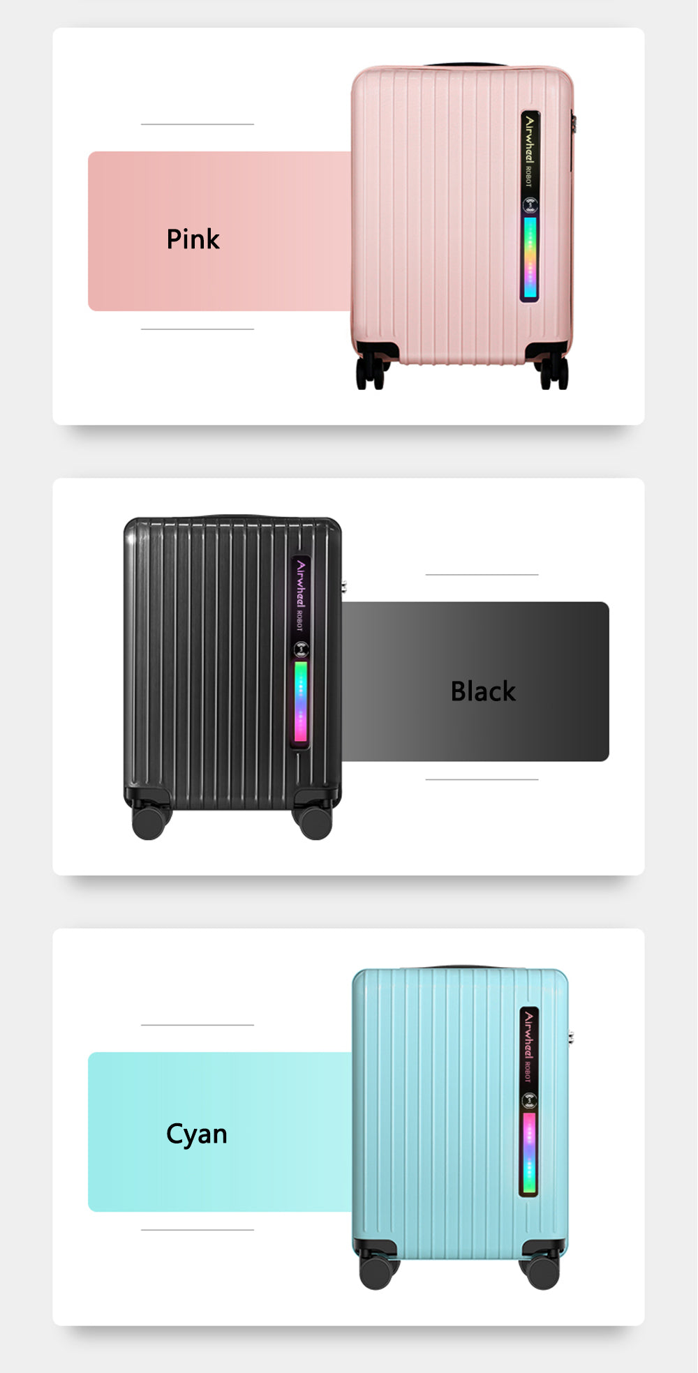 airwheelfactory-electric luggage-rideable suitcase-SL3C pink-black-cyan