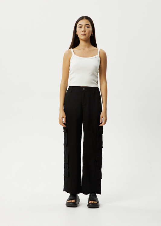 Afends Womens Louis - Organic Denim Baggy Overalls - Washed Black - Afends  US.