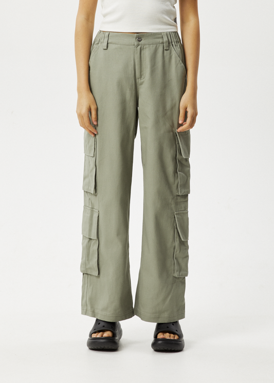 Afends Womens Liquid - Recycled High Waisted Sheer Pants - Jade