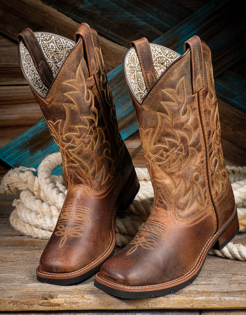 Achterhouden Afvoer Verknald Women's Anita Distressed Leather Square Toe Cowgirl Boot 5602 — Boyers  BootnShoe