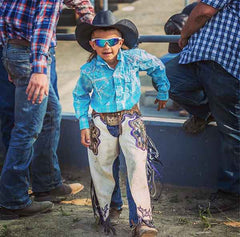 Xander Schroeder, Fairhope Roughstock Company's featured junior athlete, at a rodeo