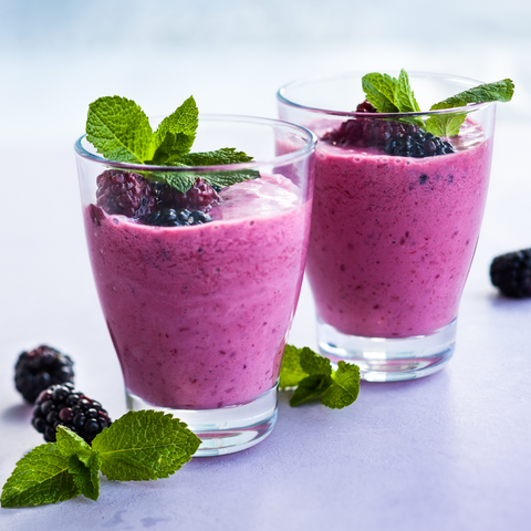 Purple antioxidant rich smoothie in a glass