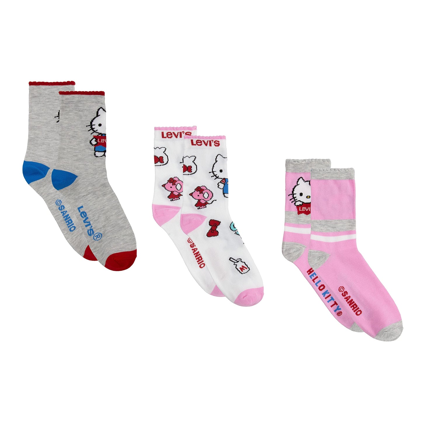 Image 3 of Levi's® x Hello Kitty® Crew Socks 3-Pack (Little Kid/Big Kid)