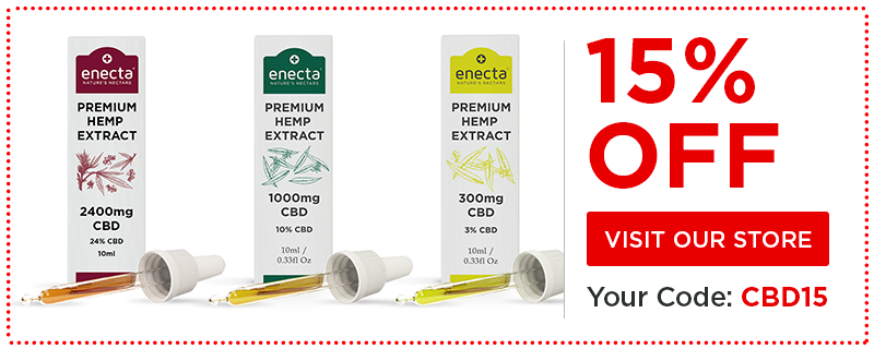 Save 15% on the premium hemp extract from enecta and enjoy the valuable effects of cannabinoids and terpenes