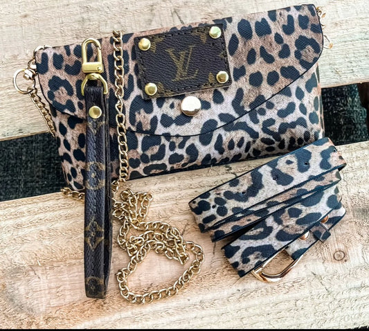 Louis Vuitton Repurposed Gold Leopard Coin Purse & Key Chain