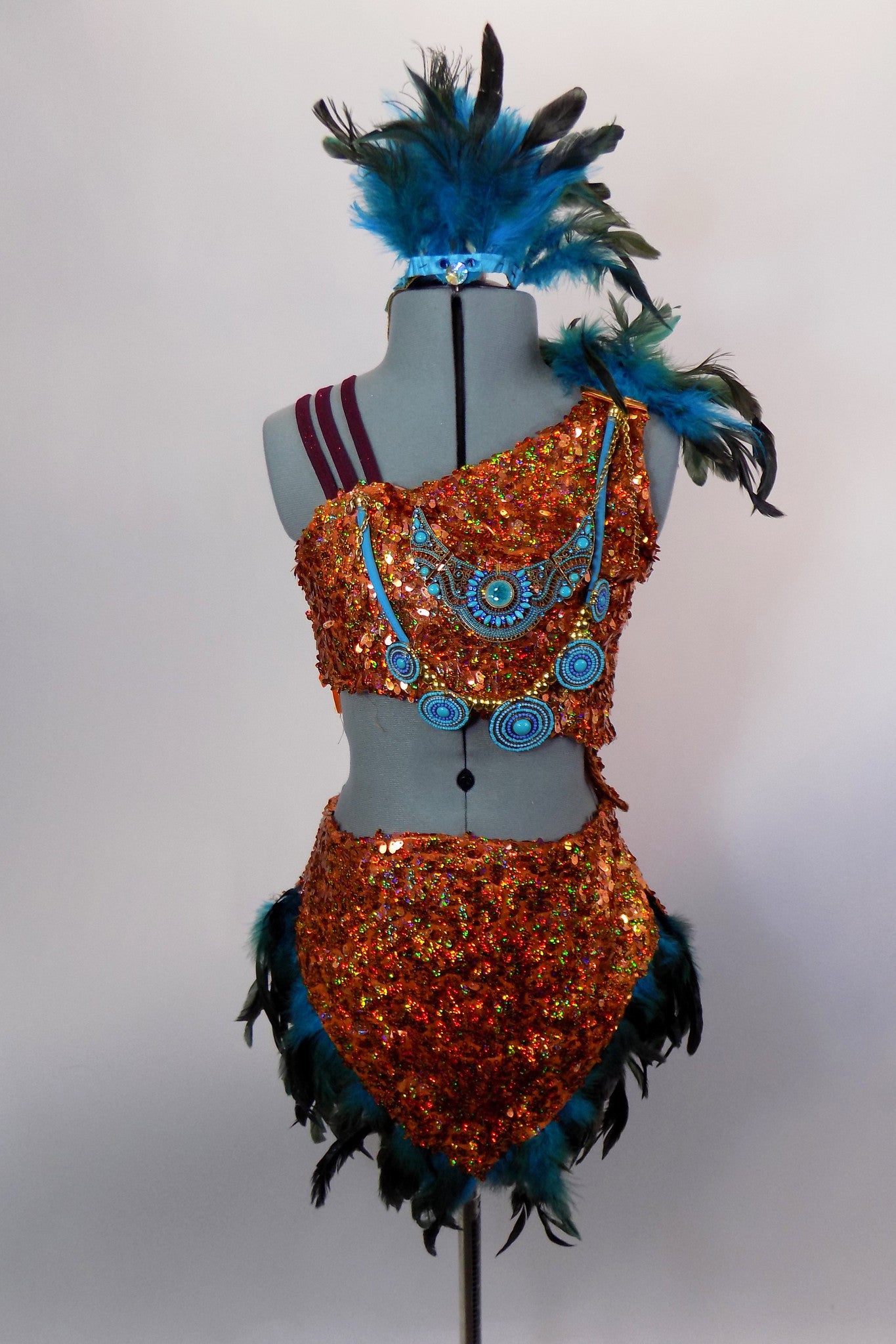 Tiger Lily, Burnt Orange Sequined 2-Piece Costume With Feathers, For ...