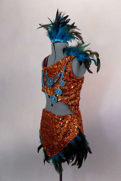 Tiger Lily, Burnt Orange Sequined 2-Piece Costume With Feathers, For ...