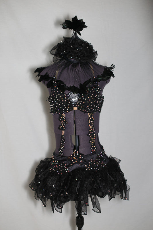 Black Bike-A-Tard and Bra Top - Swarovski Rhinestones – Crystal Couture