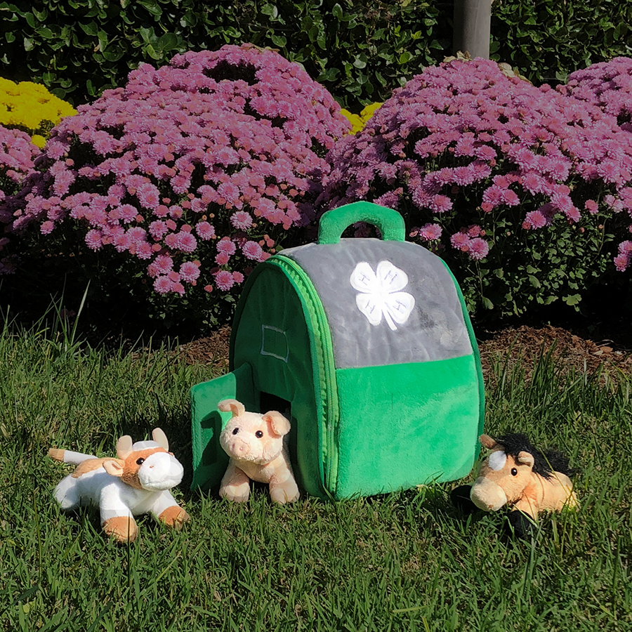 plush barn with animals