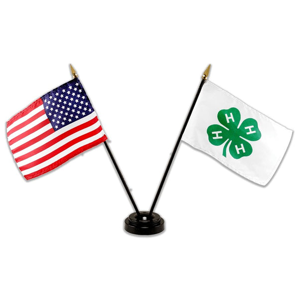 Flag base with American and 4-H flags