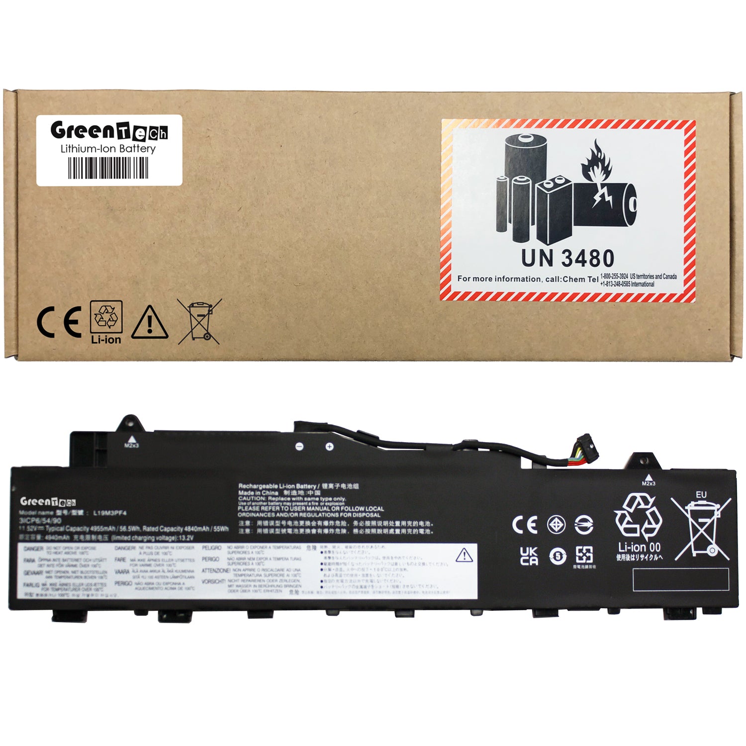 GREENTECH L19M3PF4 BATTERY FOR LENOVO IDEAPAD 5-14IIL05 5-14ARE05 5 14IAL7 56.5WH L19M3PF3 5B10W86939 L19L3PF7 5B10W86957 SB10W86954