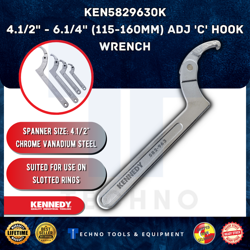KENNEDY 3/4-2 ADJUSTABLE 'C' HOOK WRENCH KEN5829600K – Techno Tools &  Equipment