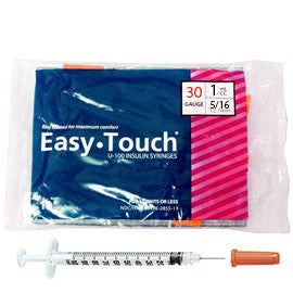 EasyTouch Insulin Syringe - 30G 1CC 5/16 - Polybag of 10ct