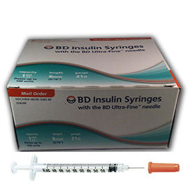 1 ml 31 G x 5/16 in. (8 mm) Insulin Syringe w/ Needle