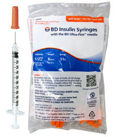 Insulin Syringe with Needle, 31G x 1/2