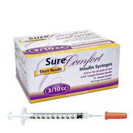 Surecomfort U 100 Insulin Syringes Short Needle 31g 3 10cc 5 16 B Diabetes Supply Store