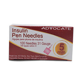 Advocate Mini Pen Needle - 31G 5mm 3/16- BX 100- Case of 5