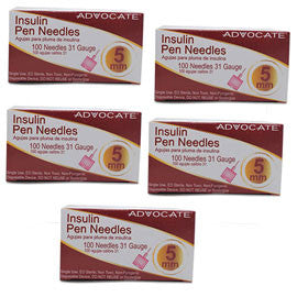 Advocate Mini Pen Needle - 31G 5mm 3/16- BX 100- Case of 5