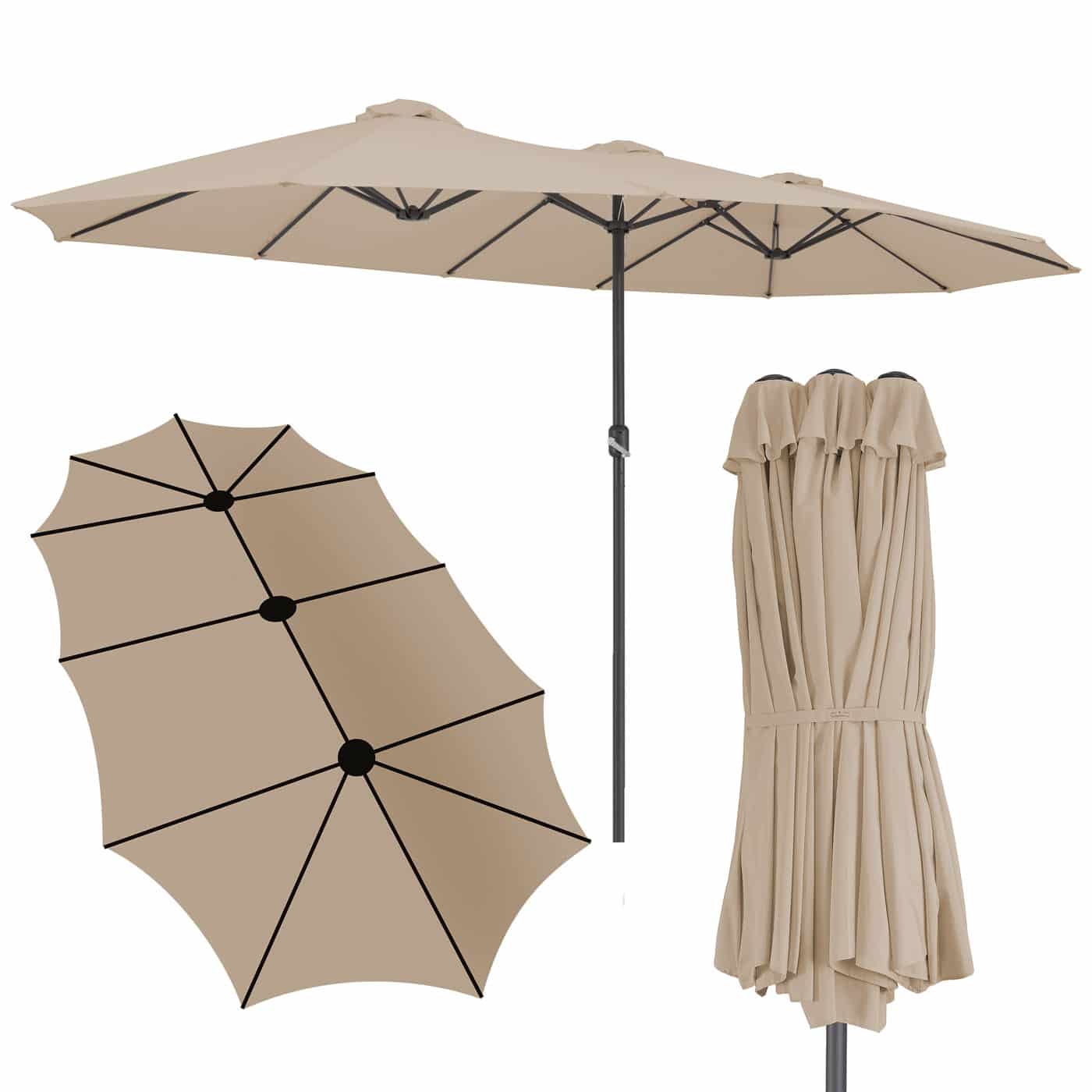 Se Dobbelt parasol Taupe UV-beskyttelse 40, 460 cm hos Lammeuld.dk