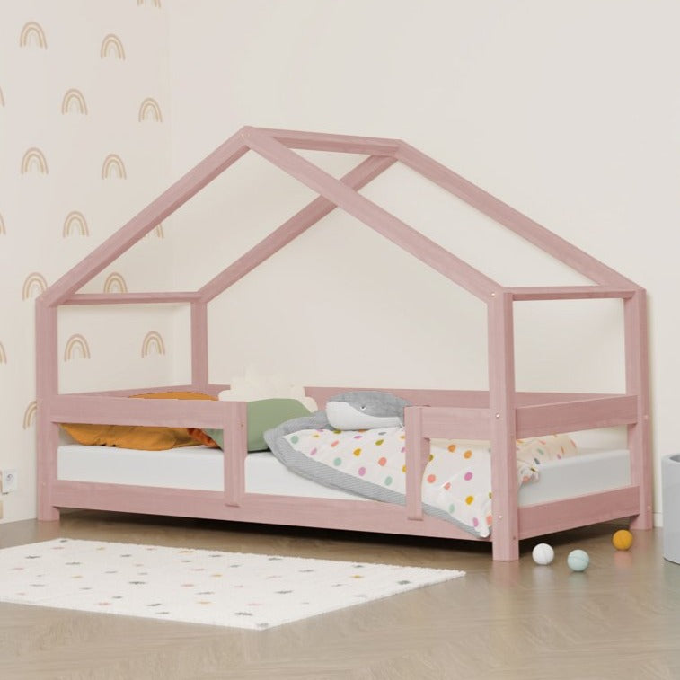 Billede af LUCKY børneseng med fast sengeskærm, pastelrosa