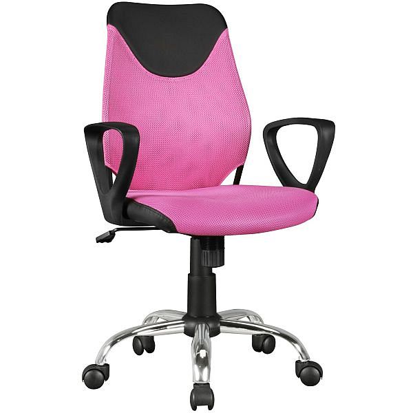 Billede af Børneskrivebord Sort Pink til børn fra 6 år med ryglæn Børnedrejestol Børnestol ergonomisk | Højdejusterbar stol