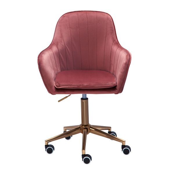 Se Moderne kontorstol i fløjl pink, højdejusterbar hos Lammeuld.dk