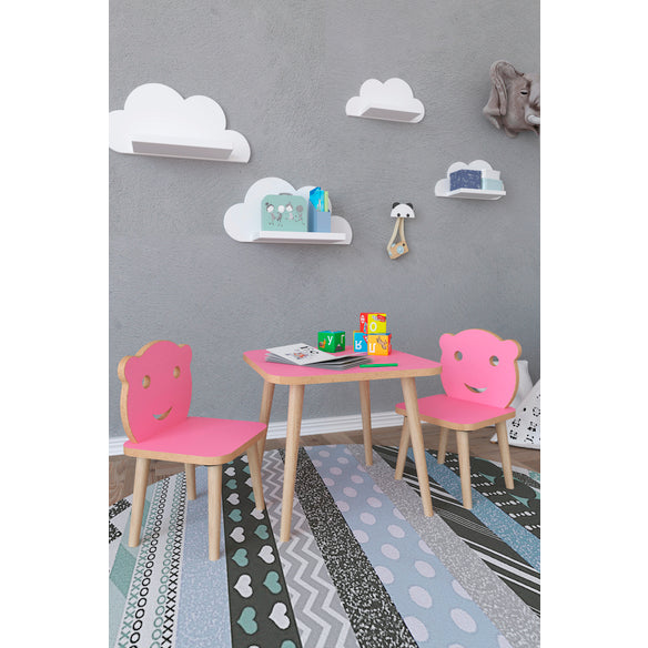 Billede af Bordsæt, bord med 2 stole, til børn, pink
