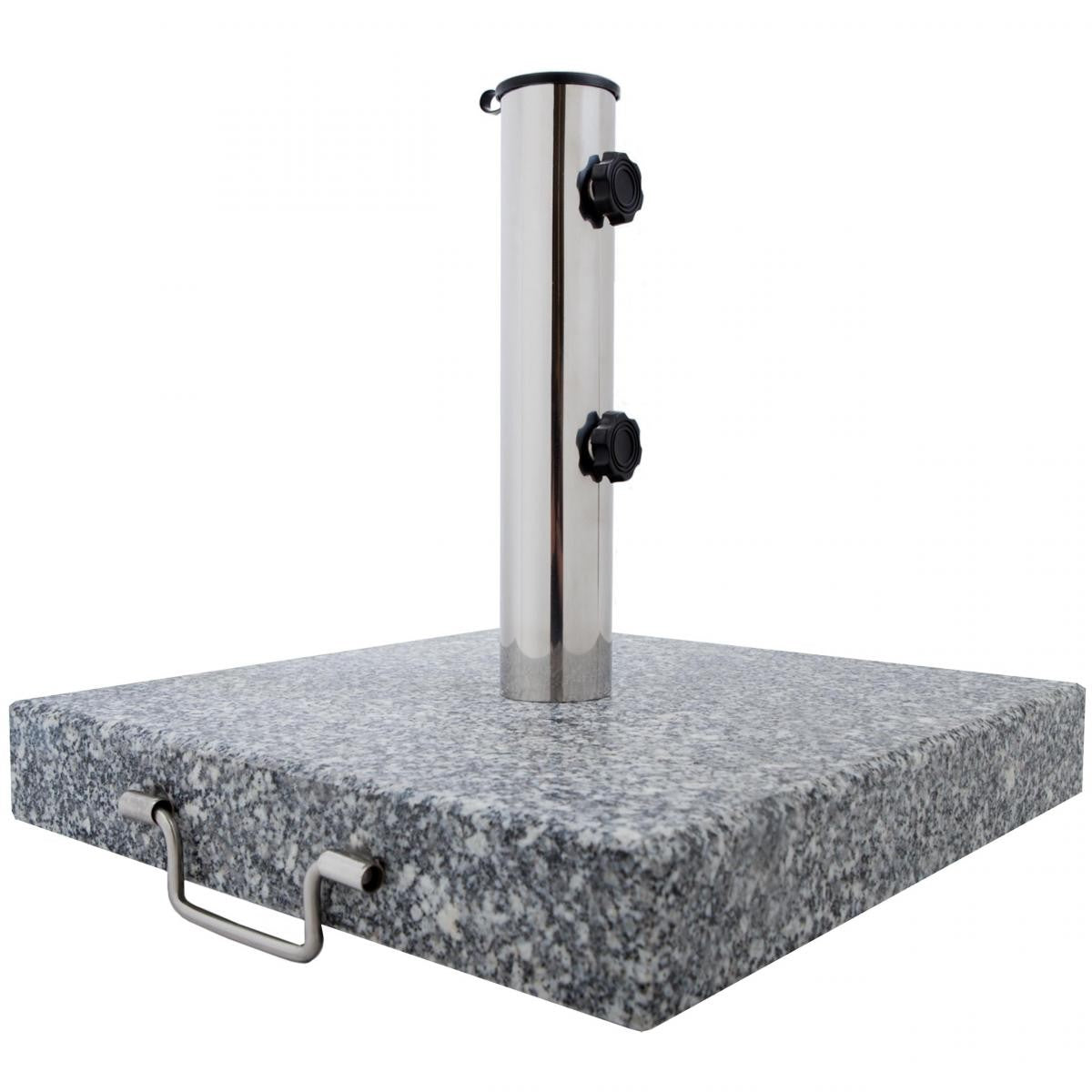 Granit parasolfod – 30 kg, Kvadratisk, m. Hjul, Stål.