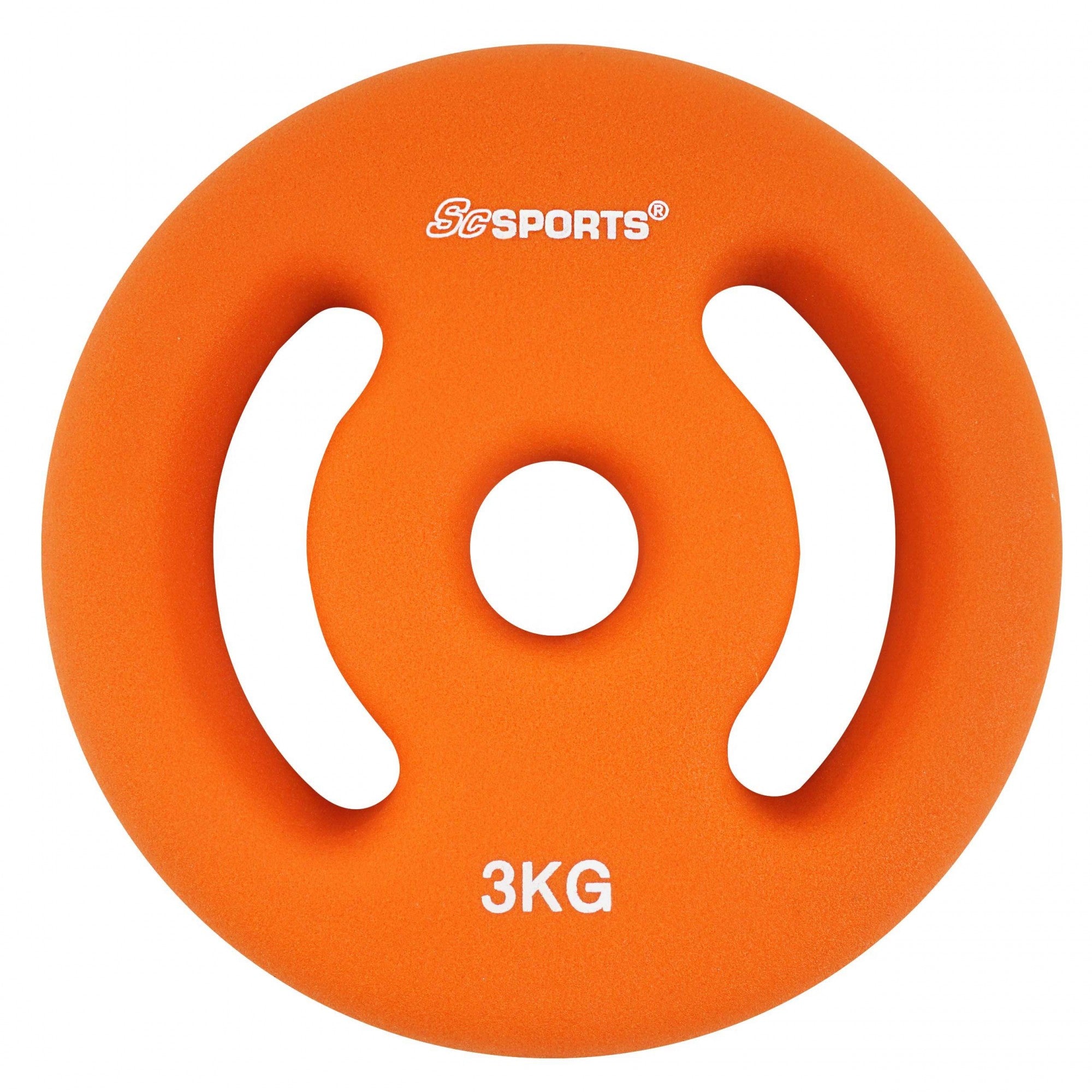 Neopren vægtskiver – sæt: 2 x 3 kg, Ø 31mm, støbejern, orange